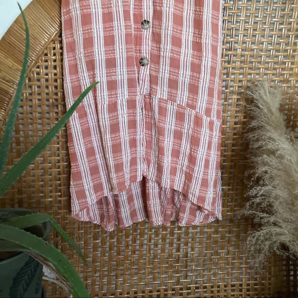 Peaches n Cream plaid button up dress with slight flared high-low hem - Picture 3 of 6